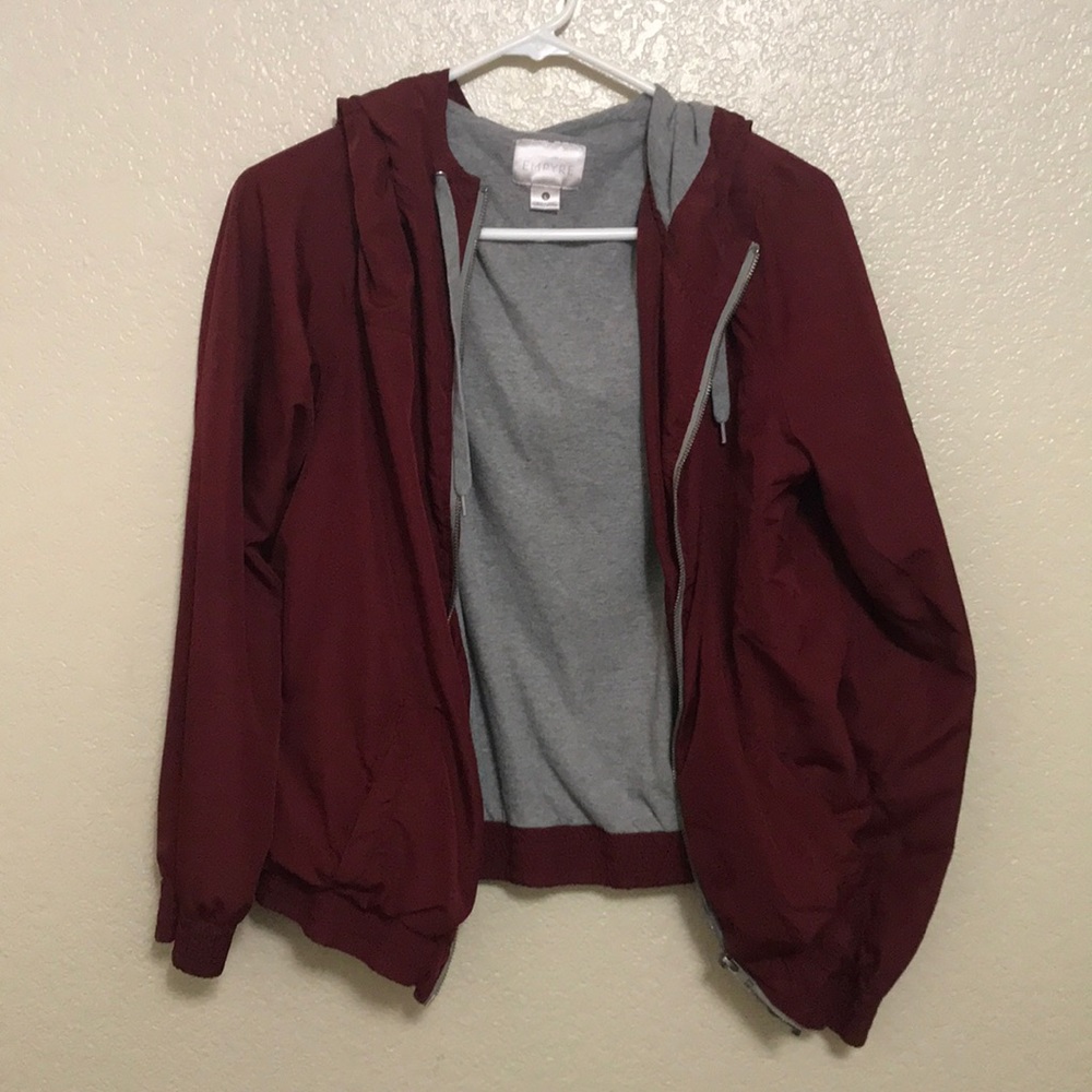 Burgundy Windbreaker Jacket